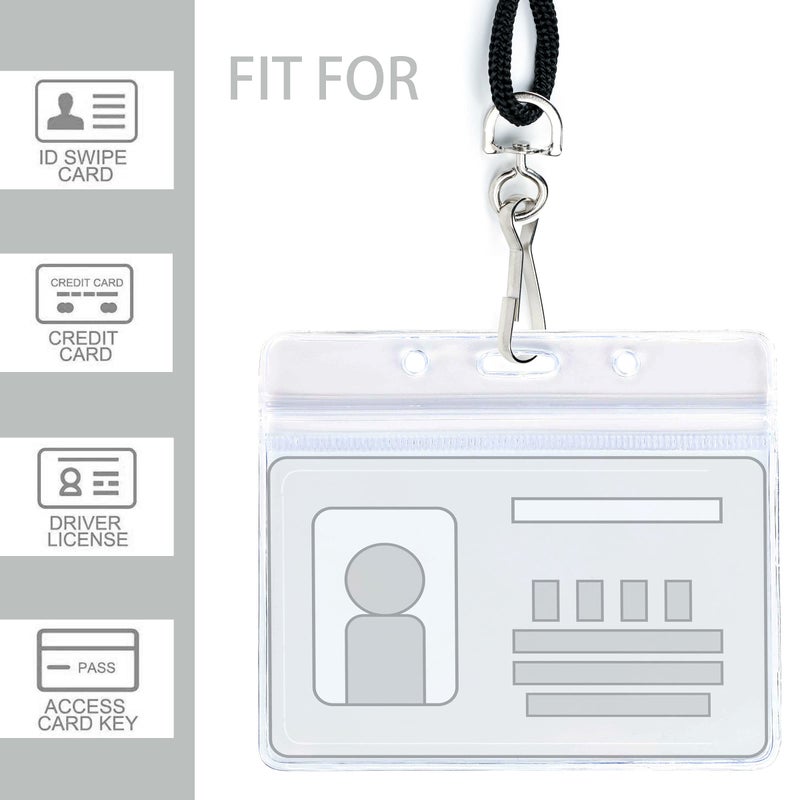 COTODO 50 Clear Plastic Horizontal Name Tags Badge ID Card Holders and 50 Black Lanyards with Swivel Hook - Image 4